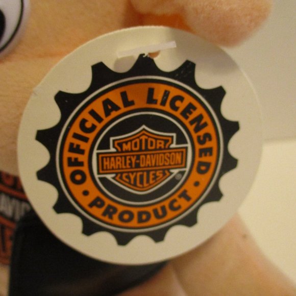 Harley Davidson Motorcycle Vintage 1998 NWT Black Red Peach Graphic Plush Hog - Picture 5 of 7